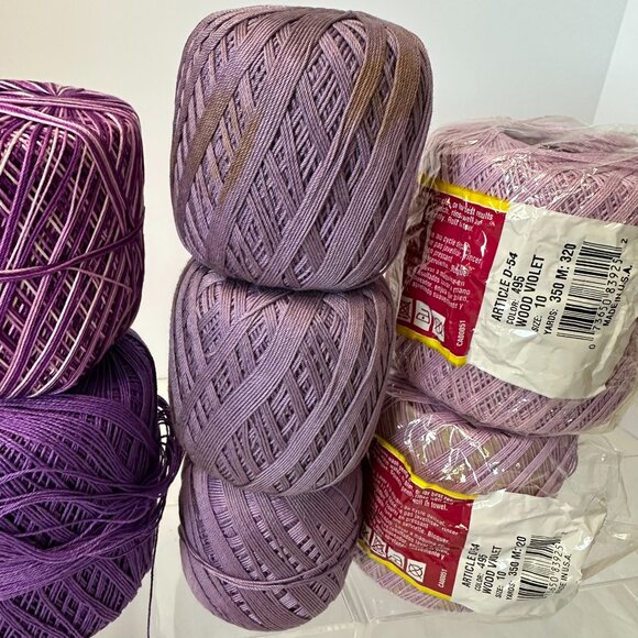 Crochet Thread Lot of 7 Assorted Purple Spools, South Maid 495 J&P Coats Vintage - Picture 6 of 9